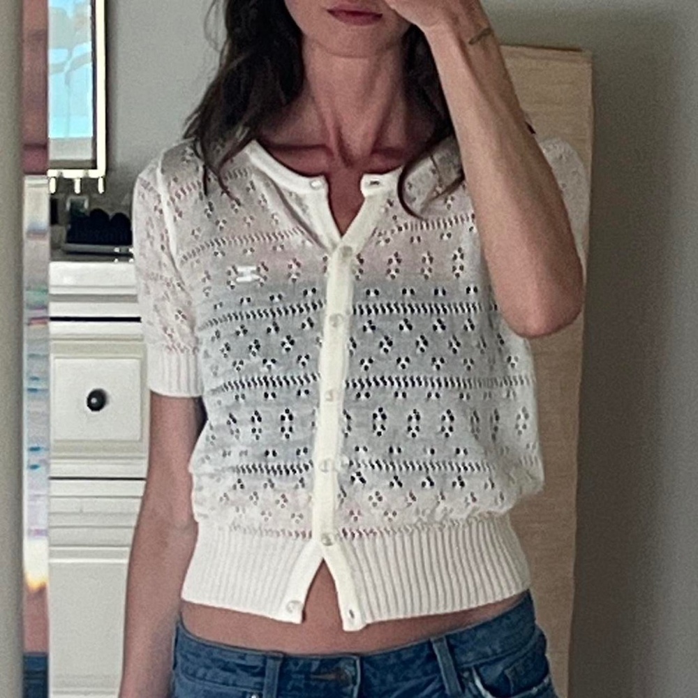 vintage 1970s Courreges Paris pointelle knit top